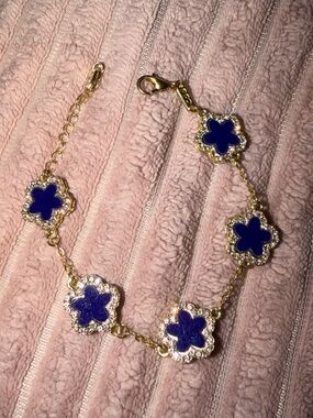 Target Gold-Tone Bracelet with Dark Blue Clover Charms